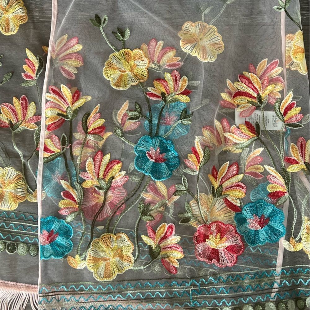 Haute Hippie Pink Mesh Floral Embroidered Fringe Boho, Festival Kimono, OS. NWT! - Picture 14 of 16